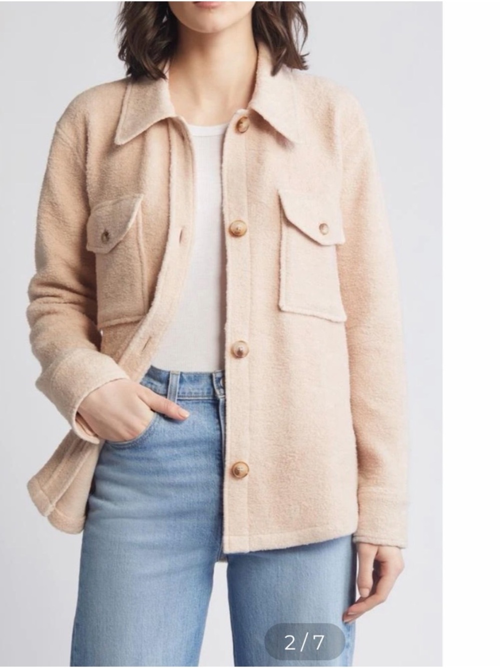 Faherty Holden High Pile Fleece Jacket in Peach Whip